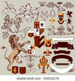 Vector set of luxury royal vintage elements for your heraldic design