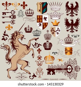 Vector set of luxury royal vintage elements for your heraldic design