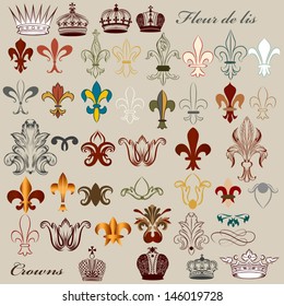 Vector set of luxury royal vintage elements for your heraldic design