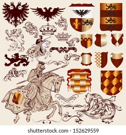 Vector set of luxury royal vintage elements for your heraldic design