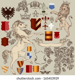 Vector set of luxury royal vintage elements for your heraldic design