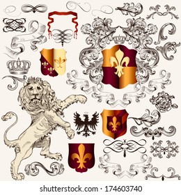 Vector set of luxury royal vintage elements for your heraldic design