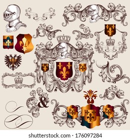 Vector set of luxury royal vintage elements for your heraldic design