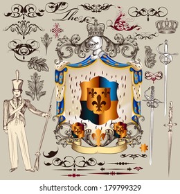 Vector set of luxury royal vintage elements for your heraldic design