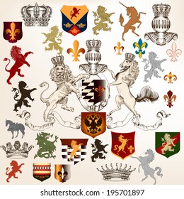 Vector set of luxury royal vintage elements for your heraldic design