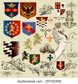 Vector set of luxury royal vintage elements for your heraldic design