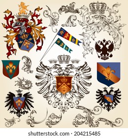 Vector set of luxury royal vintage elements for your heraldic design