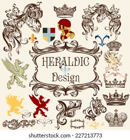 Vector set of luxury royal vintage elements for your heraldic design