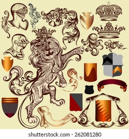 Vector set of luxury royal vintage elements for your heraldic design