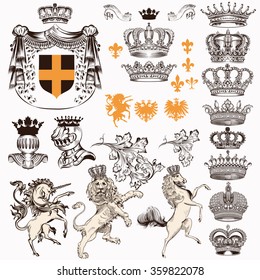 Vector set of luxury royal vintage elements for your heraldic design