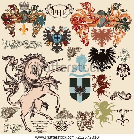 Vector set of luxury royal vintage elements for your heraldic design