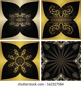 Vector set of luxury vintage backgrounds. Stylish design. Original frame      