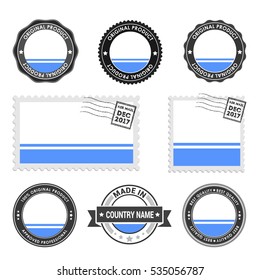 Vector set of made in the Altai Republic labels. Approved Product, Original Product Stamps label design. country flag air mail stamp, vector illustration