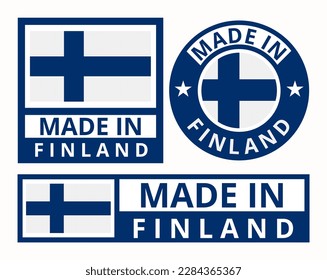 Vector set made in Finland design product labels business icons illustration