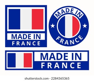 Vector set made in France design product labels business icons illustration