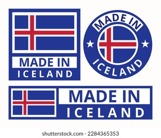Vector set made in Iceland design product labels business icons illustration