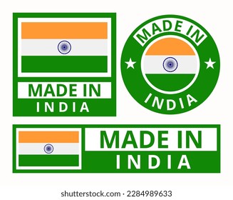 Vector set made in India design product labels business icons illustration