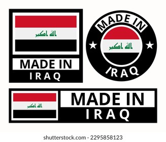 Vector set made in Iraq design product labels business icons illustration