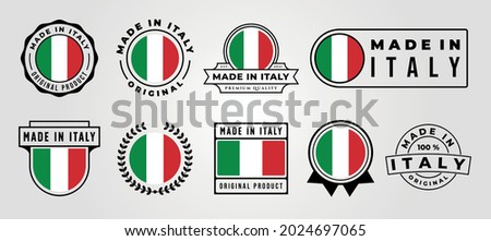 vector set of made in italy label badge bundle symbol illustration design, made in italy emblem logo design