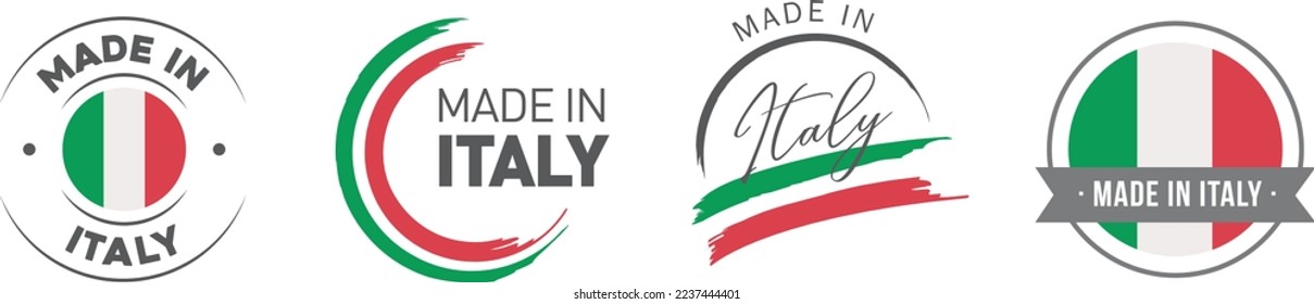 Vector set of Made in Italy round label, badge, bundle, symbol illustration design, made in italy  logo design.