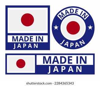 Vector set made in Japan design product labels business icons illustration