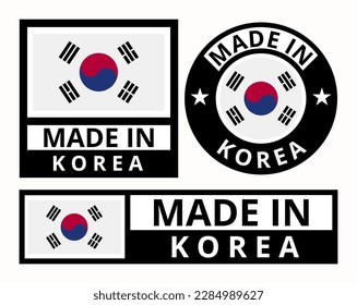 Vector set made in Korea design product labels business icons illustration