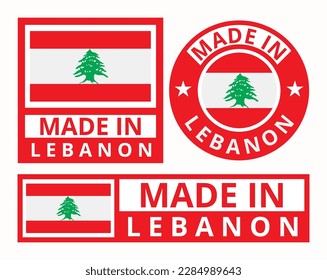 Vector set made in Lebanon design product labels business icons illustration