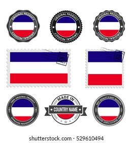 Vector set of made in the Los Altos labels. Approved Product, Original Product Stamps label design. country flag air mail stamp, vector illustration