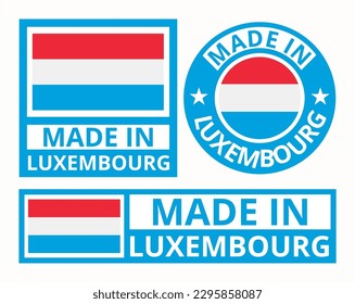 Vector set made in Luxembourg design product labels business icons illustration