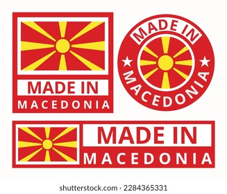 Vector set made in macedonia design product labels business icons illustration