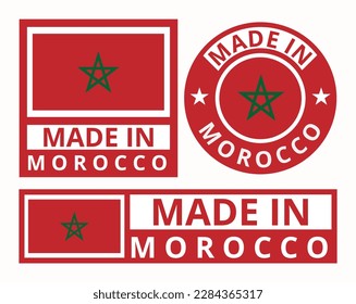 Vector set made in Morocco design product labels business icons illustration