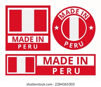 Vektorset, hergestellt aus Peru-Designprodukten, Labels für Geschäftssymbole