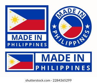 Vector set made in Philippines design product labels business icons illustration