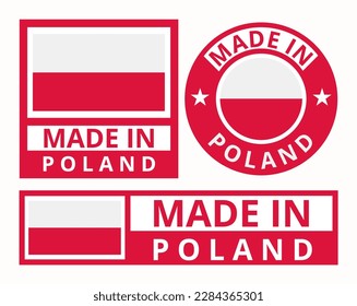 Vector set made in Poland design product labels business icons illustration