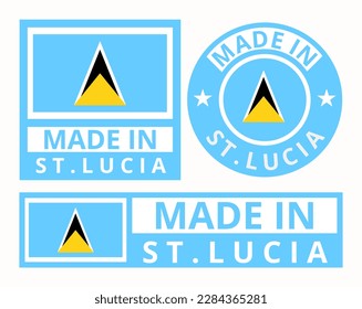 Vector set made in Saint Lucia design product labels business icons illustration