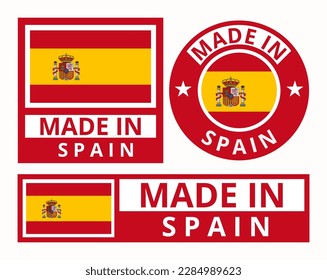 Vector set made in Spain design product labels business icons illustration