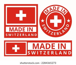 Vektorset made in Switzerland Design Product Labels Business Icons Illustration