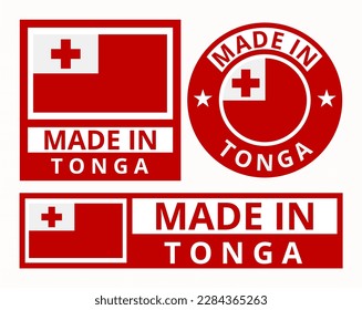 Vector set made in Tonga design product labels business icons illustration