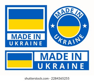 Vector set made in Ukraine design product labels business icons illustration