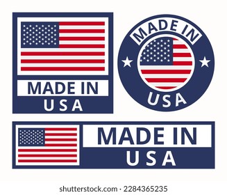 Vector set made in USA design product labels business icons illustration