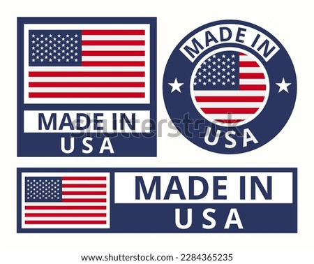 Vector set made in USA design product labels business icons illustration