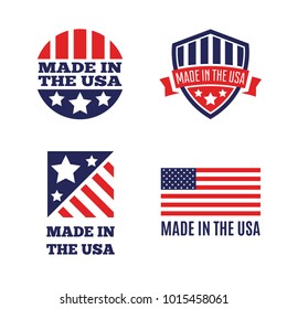 Vector set of made in the USA labels and badges on white background