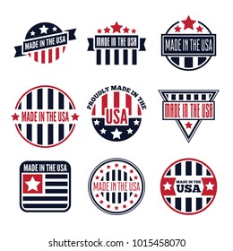 Vector set of made in the USA labels and badges on white background