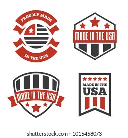 Vector set of made in the USA labels and badges on white background