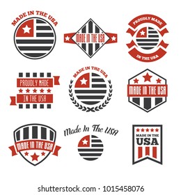 Vector set of made in the USA labels and badges on white background