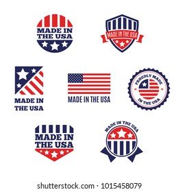 Vector set of made in the USA labels and badges on white background