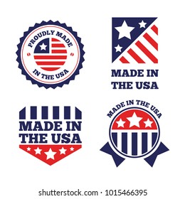 Vector set of made in the USA labels and badges on white background