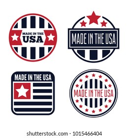 Vector set of made in the USA labels and badges on white background