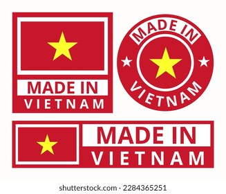 Vector set made in Vietnam design product labels business icons illustration