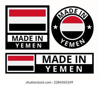 Vector set made in Yemen design product labels business icons illustration